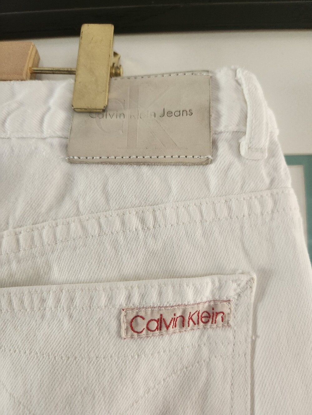 Calvin Klein 90s White Jeans Slim Bootcut Vintage Women's Minimalist - Picture 5 of 13